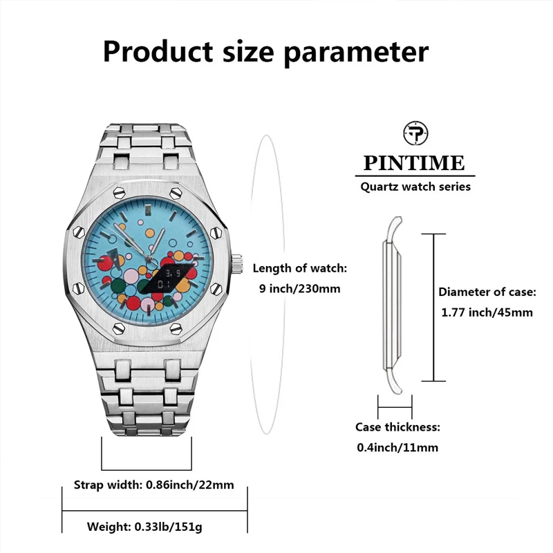 PINTIME Men Quartz Watch European And American Popular Style Design Mechanical Style Manga Elements Men Quartz Watch