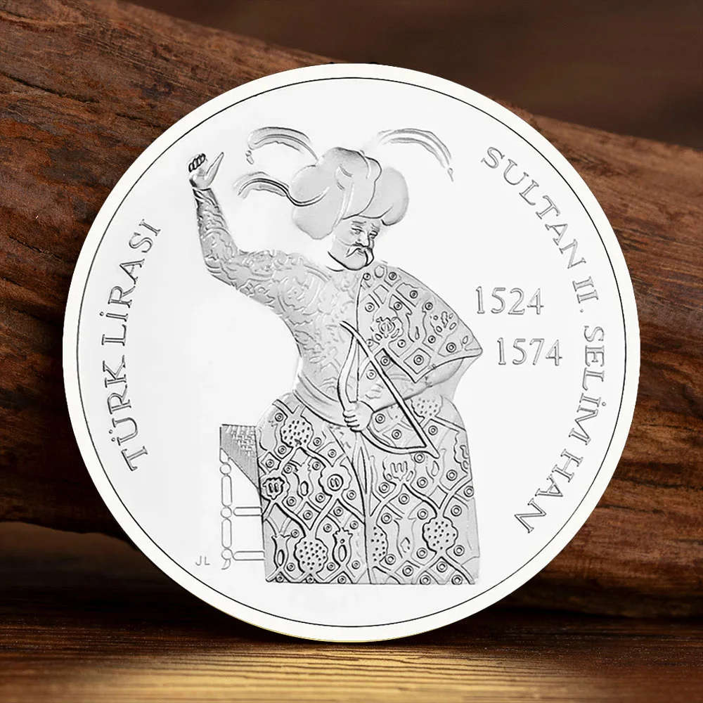 Moedas de lembrança do Sultão do Otomano Império Selim II Moeda comemorativa banhada a prata