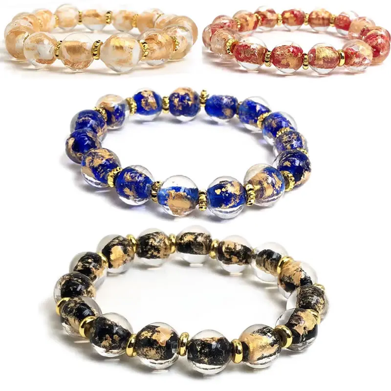 Art Glass Bead Bracelets for Women 10mm Nature Stone Colored Glaze Reiki Wealth Bracelet Men Energy Good Luck Healthcare Jewelry