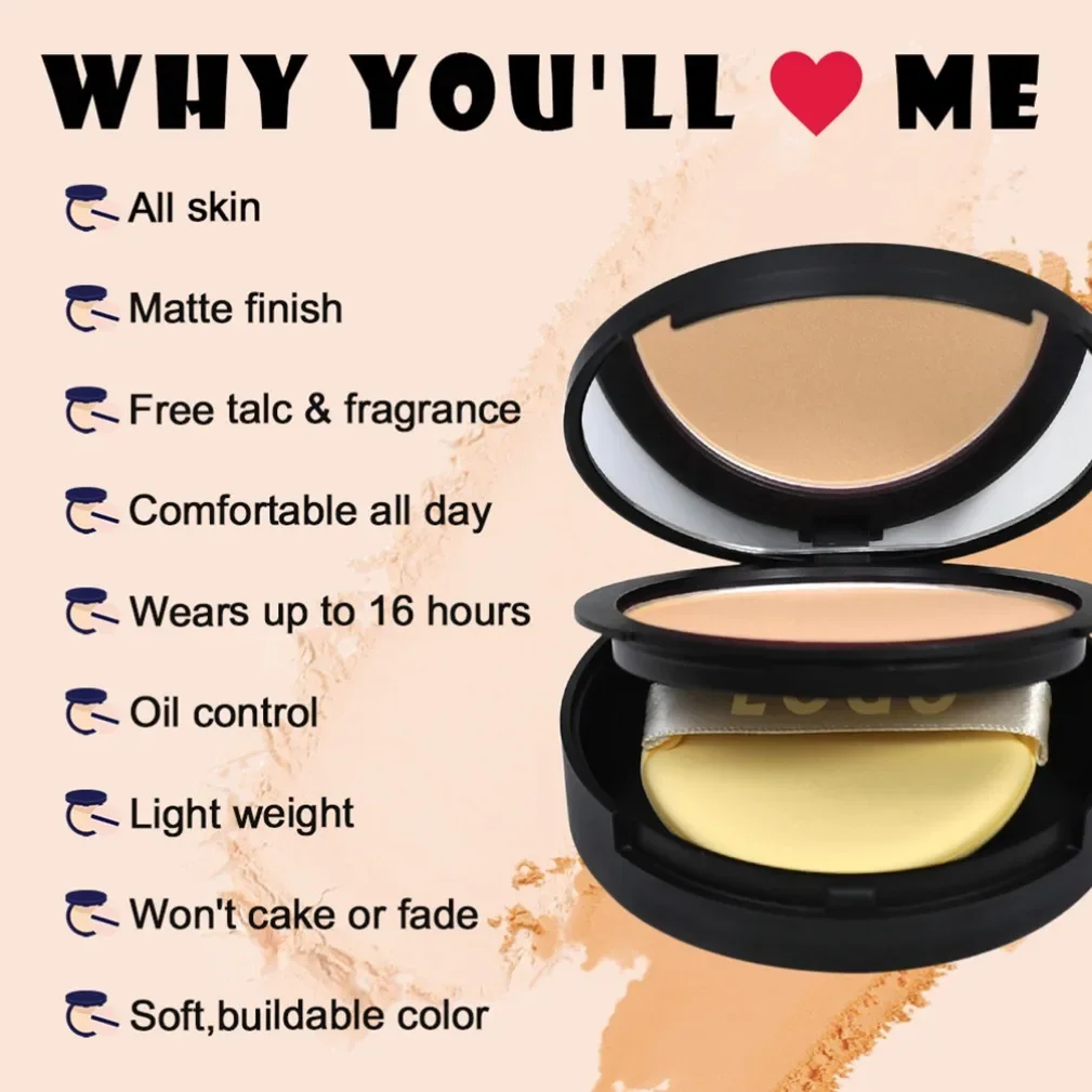 Private Label Custom Logo Vegan Makeup 22 Color Black Jar Waterproof Sweatproof Concealer Powder Cake Wholesale