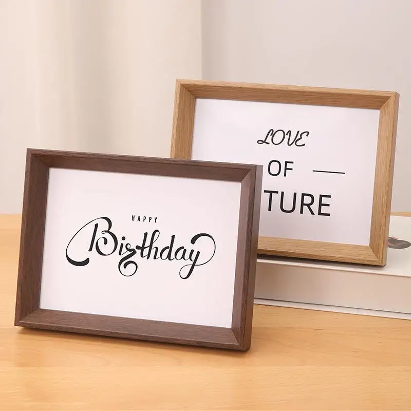 6/8/10 Inches Density Board Wooden Picture Frame Display Stand Square Minimalist Wood Grain Picture Frame Oil Painting Frame