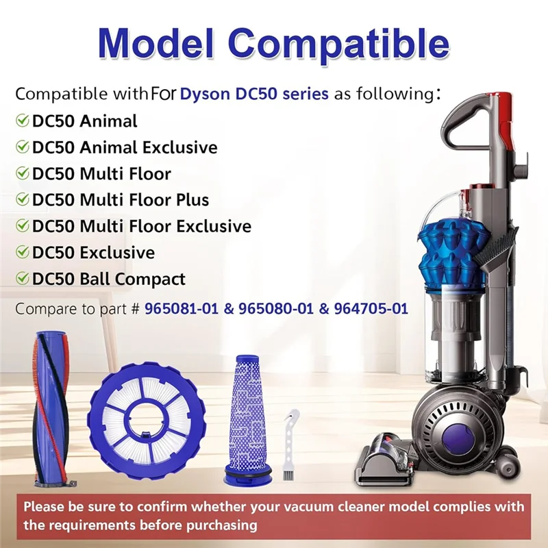 9M-DC50 Roller Brush And Fiter Replacement For Dyson DC50 Animal Multi Floor Complete Vacuum Washable Filters Brush Set