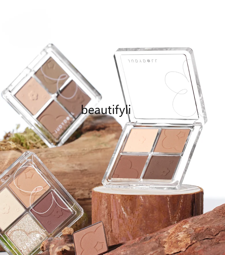 

Four Color Eyeshadow Palette Daily Light Makeup Milk Tea Tray Earth Color Matte Novice Makeup Palette Thin and Glittering