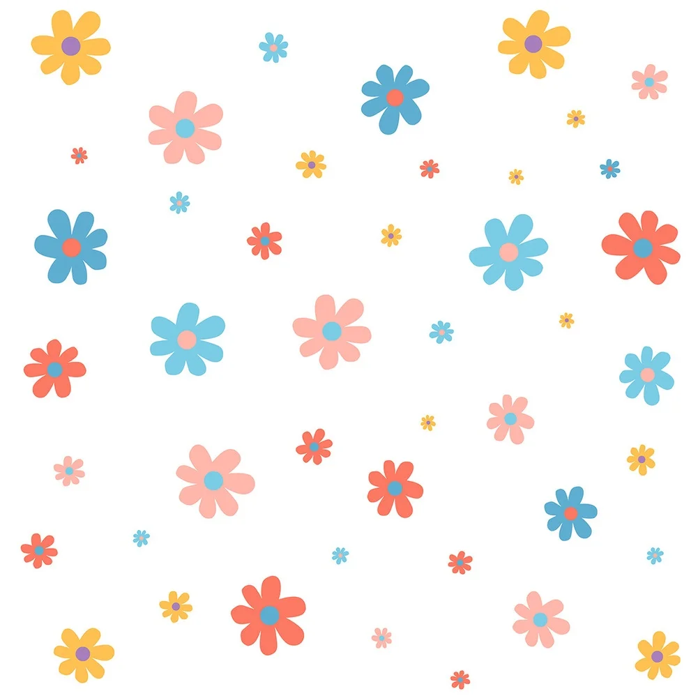 Macaron-Themed Floral Wall Stickers for Childrens Room Decor Reusable PVC Material Compatible with Smooth Indoor Surfaces