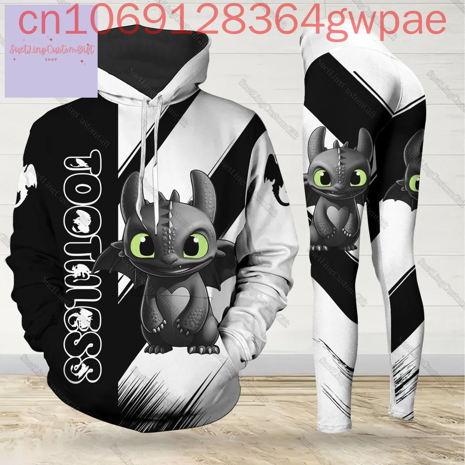 

Персонализированные женские леггинсы с 3D принтом Disney беззубиков, повседневные женские штаны для йоги, толстовка, модный спортивный костюм