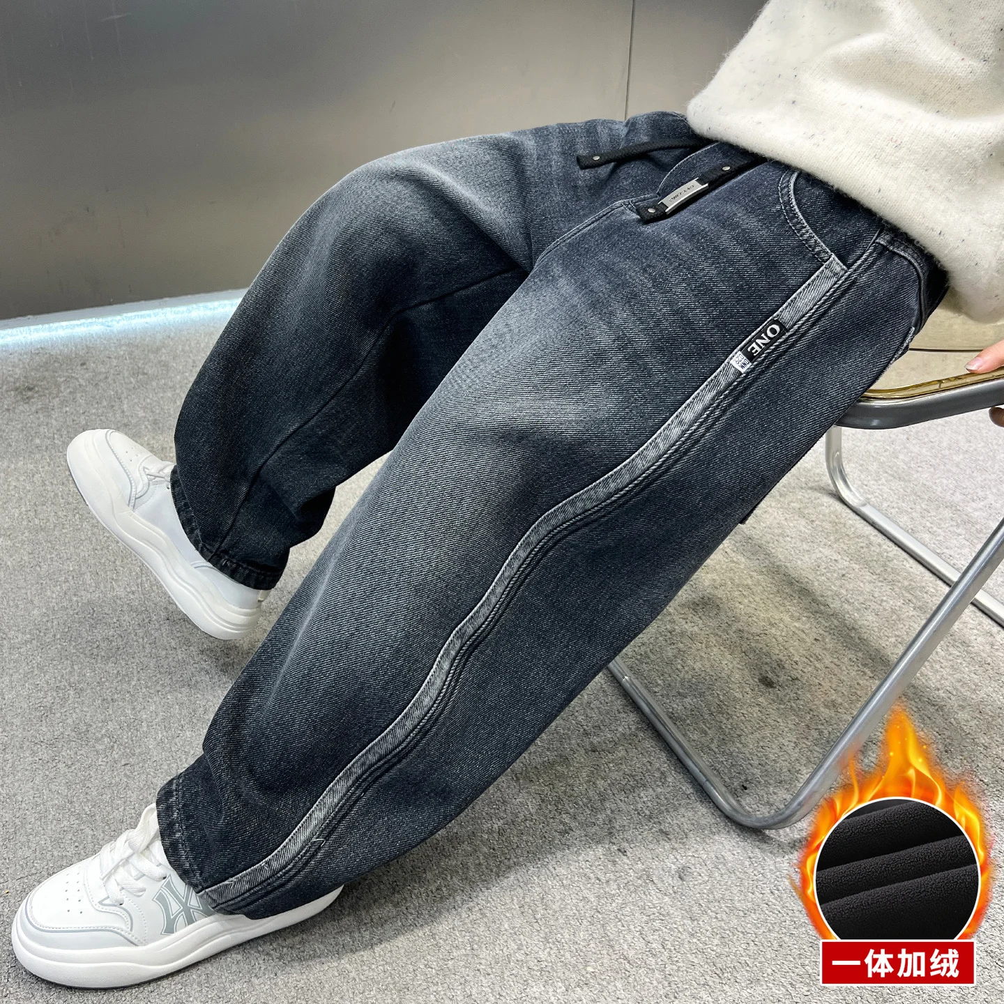 الأولاد الجينز الدافئة للأطفال السراويل الاطفال ملابس جديدة السراويل فضفاضة الشتاء/الخريف الملابس المراهقين جينز معزول غير رسمي 4-14Y