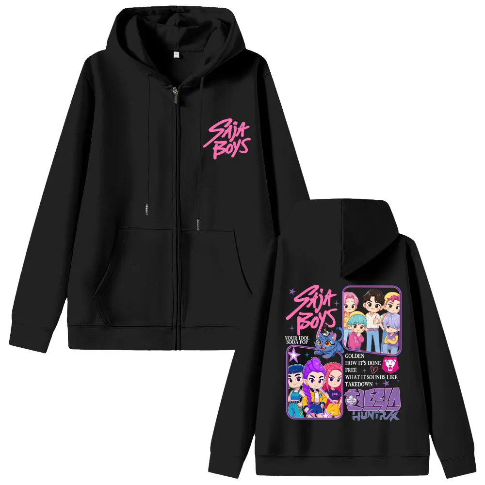 Kpop شيطان الصيادين ساجا بنين قلنسوة بسحاب رومي ميرا زوي زمم سترة ديربي النمر هوديس الرجال النساء هالوين عيد الميلاد معطف