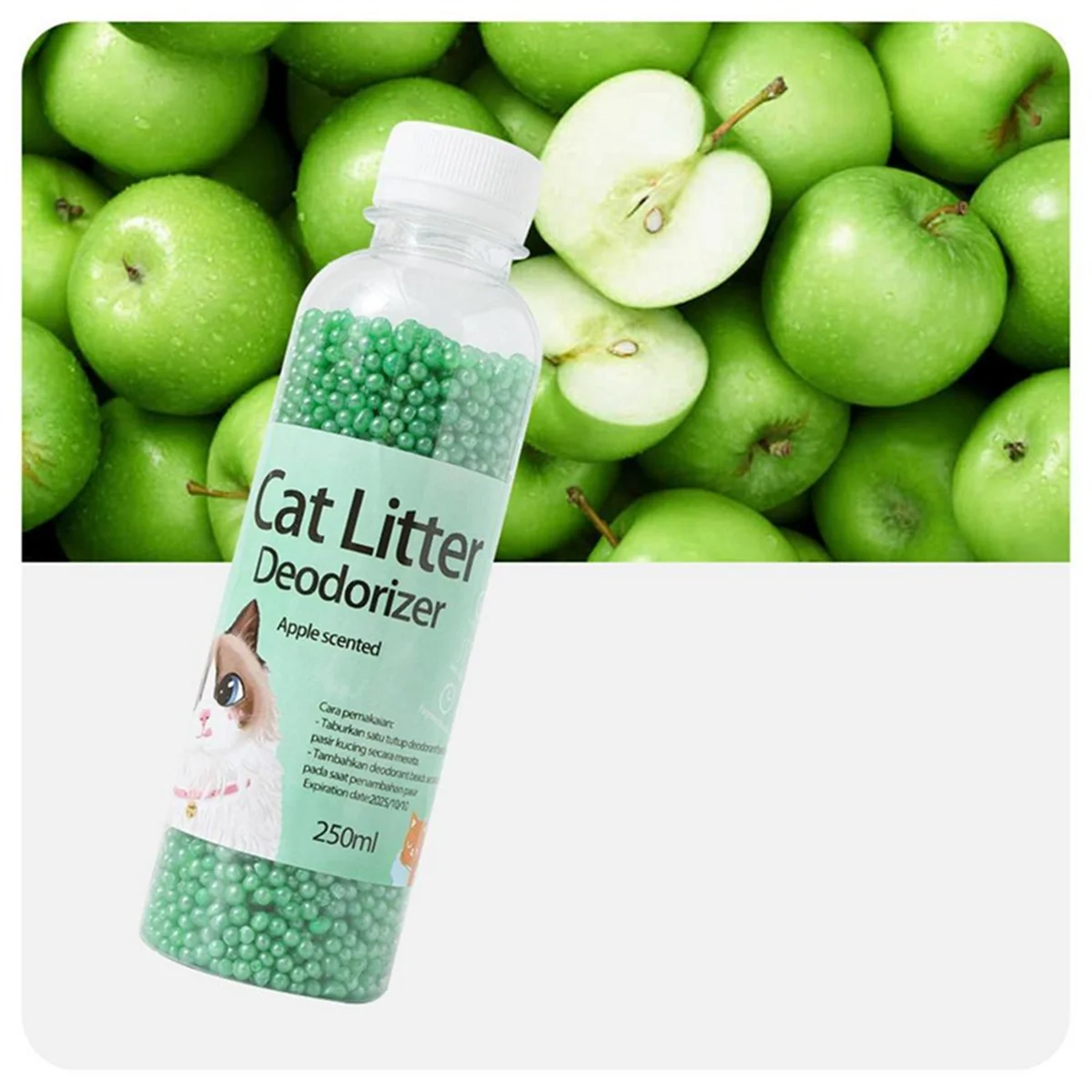 Limpeza de banheiro de gatinho 300g, grânulo desodorante de maca de gato, artefato de odor de animal de estimação, carvão ativado absorve, gás de areia de gato-b st