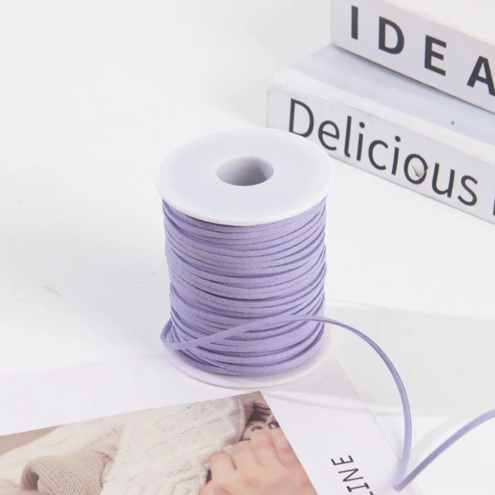 New 50yards Faux Suede Braided Cord Flat Multiple Colors Belt Leather Rope 3mm Suede Cord