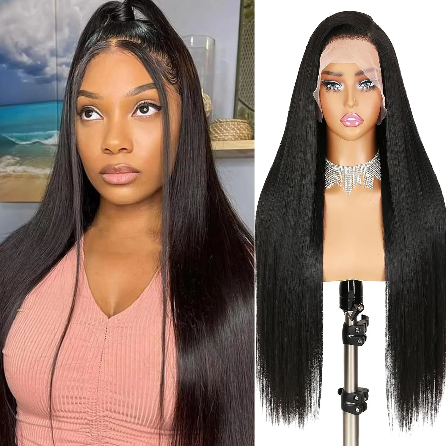

250 Density Bone Straight 13x6 HD Lace Front Wig 13x4 360 Transparent Lace Frontal Wig Human Hair Pre Plucked 40 Inch Lace Wigs