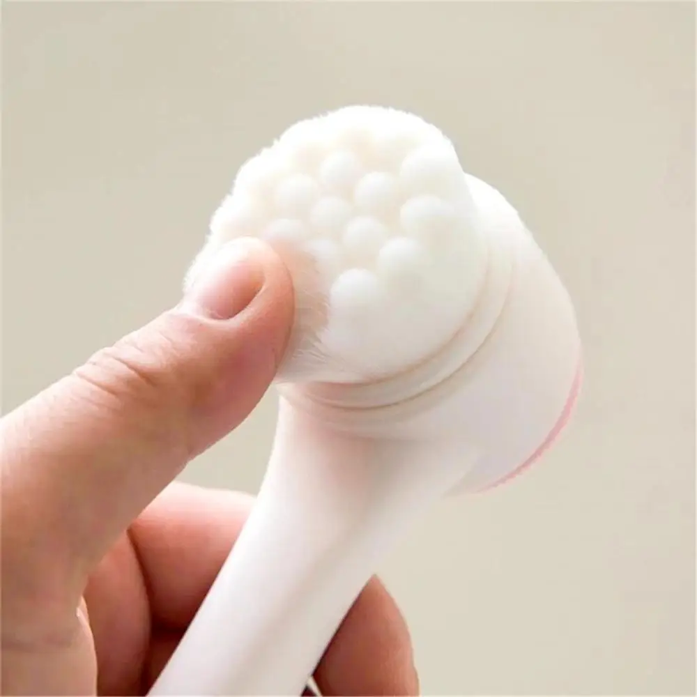 Mini Manual Facial Cleansing Brush Silicone Massage Face Brush Soft Bristles Double-Sided Handheld Cleaning Device Pore Cleaner