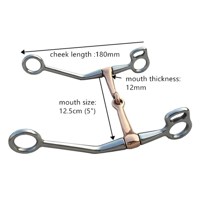 Equipo de brocas para caballos, vástago largo, boca de cobre, entrenamiento de acero inoxidable, broca occidental, 5 pulgadas, 14cm