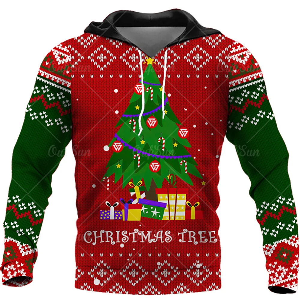 

Christmas Harajuku Men's Hoodies Funny 3D Santa Claus Print Sweatshirts Casual Oversized Pullover Autumn and Winter Fashion Tops