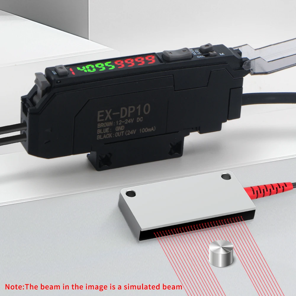GTRIC Diffuse Reflection Fiber Optic Sensor Matrix with Amplifier Kit IP67 12-24V DC PNP High Density Sensing for Large Surface