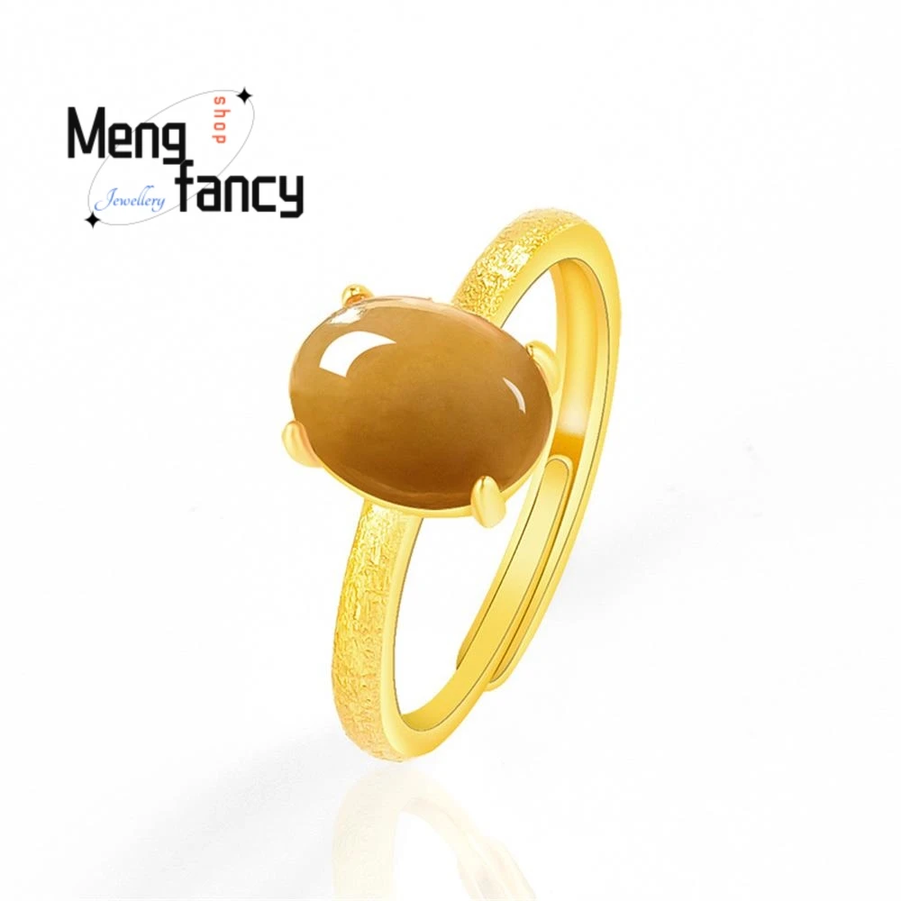 

Натуральный нефрит Хэтянь, кольцо с поверхностью сахарного яйца, серебро S925, инкрустированное светом, женские роскошные модные украшения, высококачественные праздничные подарки для пар