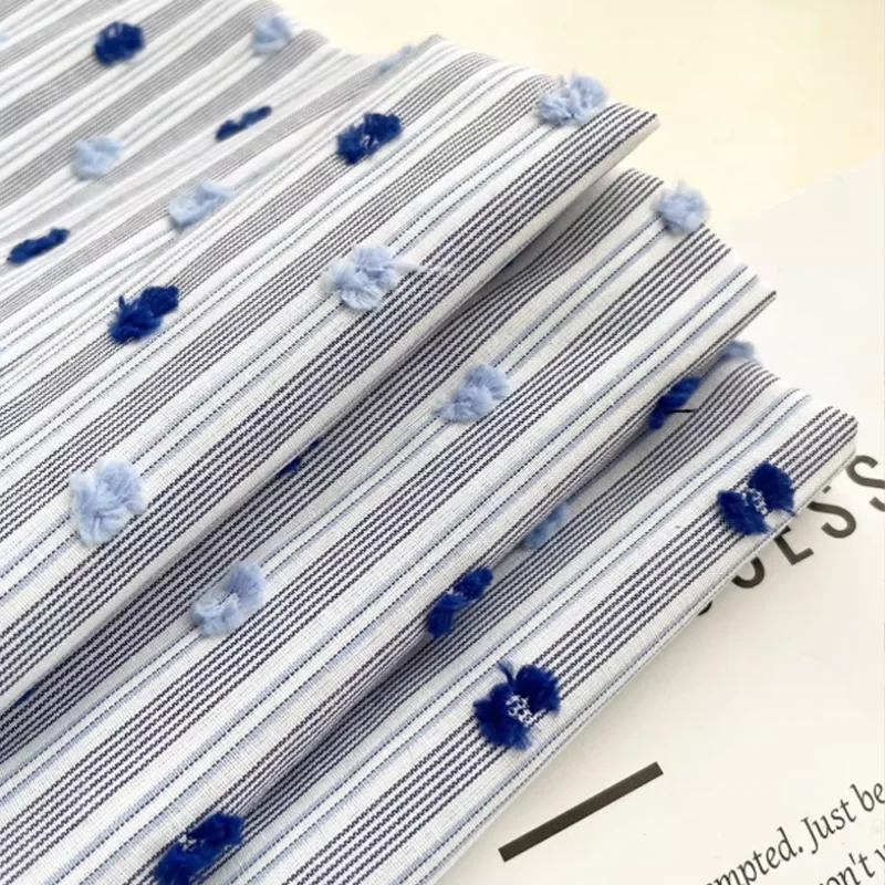 

Polyester Cotton Fabric Striped Polka Dot Blue Pink Brown Dress Pajamas Handmade DIY Tablecloth Toy Doll Clothes Fabric