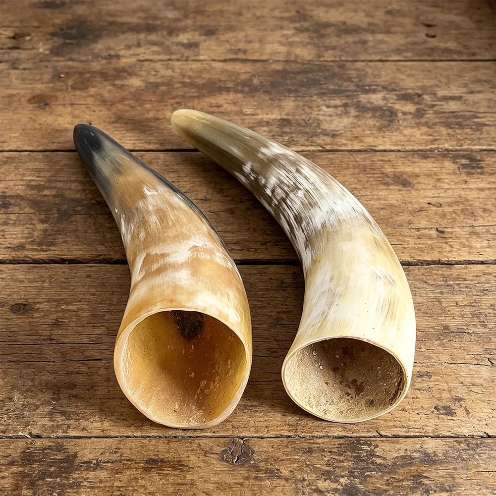 Natural Yak Horn Figurines Black Buffalo Ox Horn Viking Drinking Mugs Cup Guasha Massage Scrapping Therapy Tube Home Decor Craft