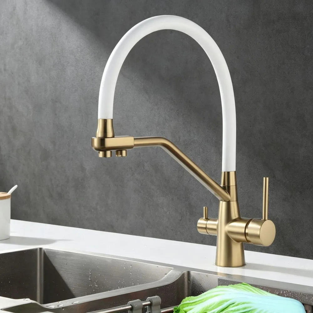 Copper Core Kitchen Vegetable Basin Faucet Universal Three-in-one Hot and Cold Belt Water Purification Dual-purpose Faucet