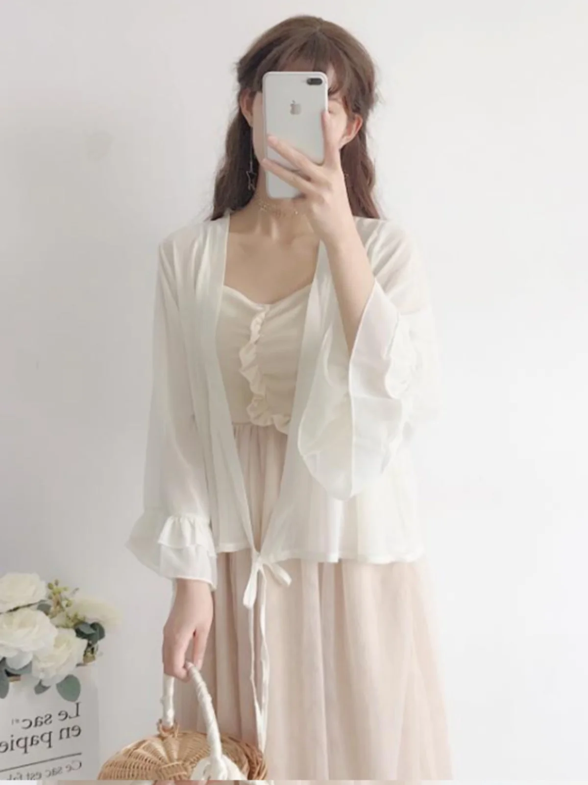 

Белый кружевной тонкий женский открытый кардиган, летняя накидка, юбка, защита от солнца, irt eer, шифоновая шифоновая верхняя одежда, Sweet Sle