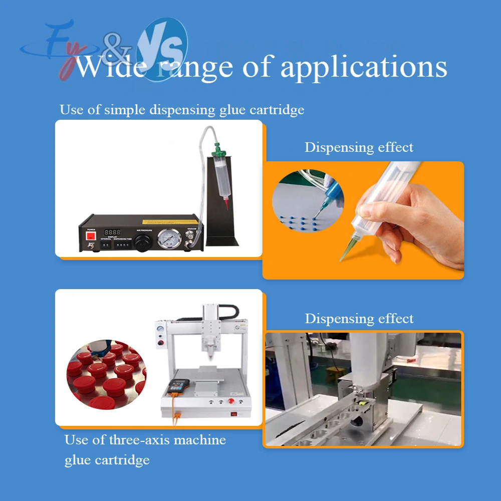 YS Transparent American Style Dispensing Syringe Dispensing Machine Style Syringe 10/30/55/70cc Black Glue Filling Needle