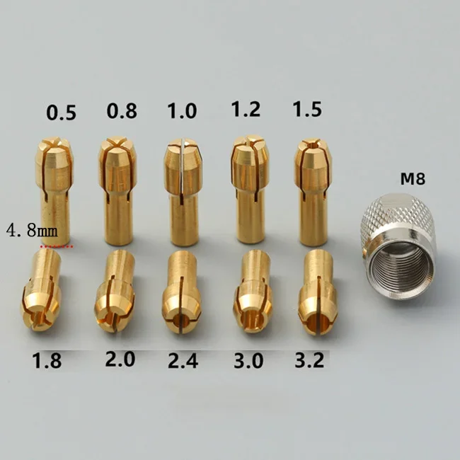 Juego de accesorios para Dremel, minitaladro de latón, mandril de pinza para herramienta rotativa Dremel, 0,5-3,2mm, lote de 5/11 unidades