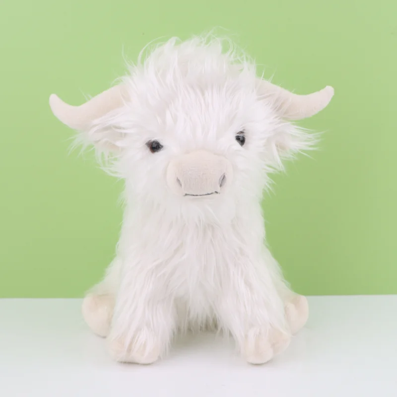 

28cm Simulation Highland Cow Plush Toys Cartoon Soft Stuffed Animal Cream Highland Cattle Plush Toy Kyloe Peluches for Kids Gift