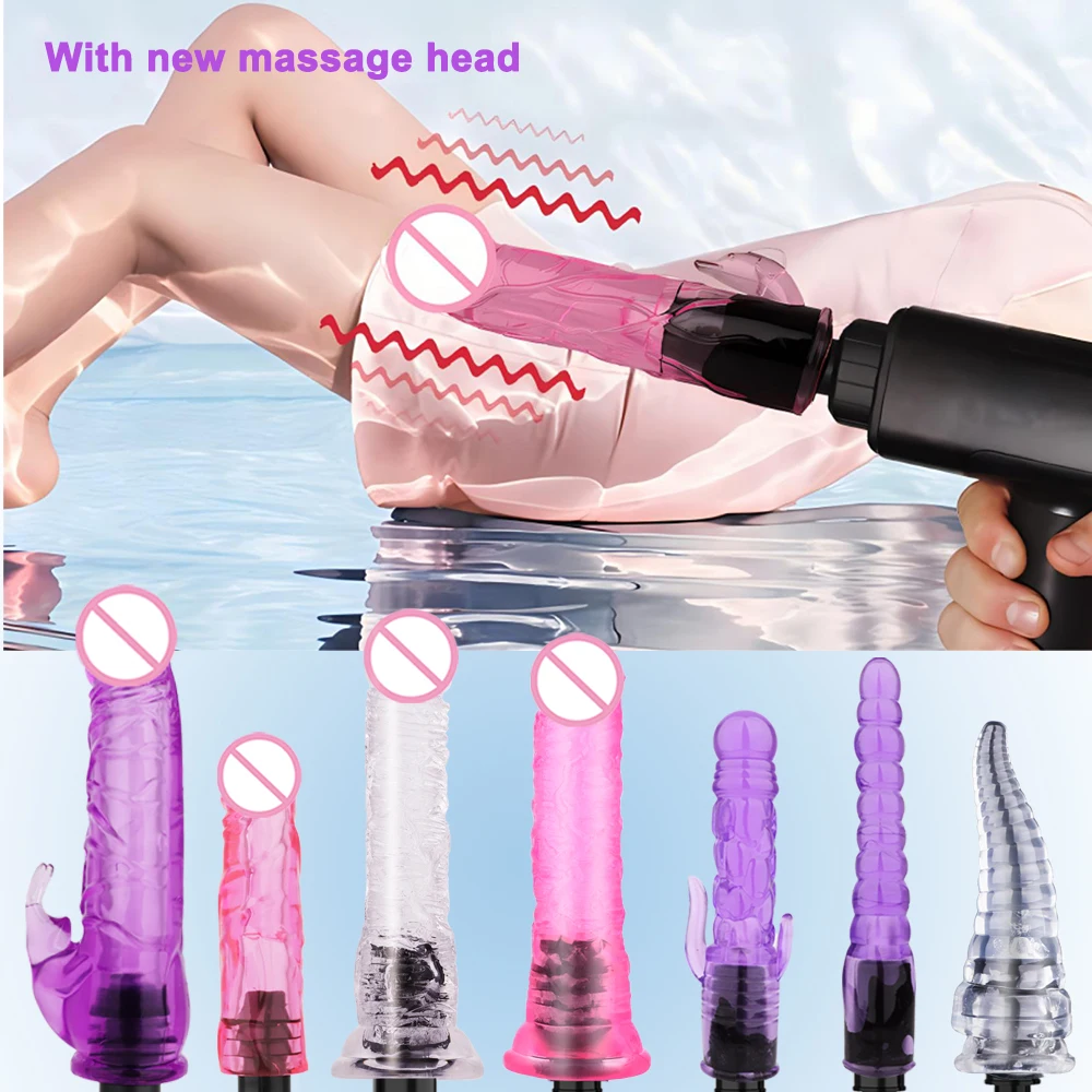 Vibrators False penis for FemaleMassage Gun Head Crystal Adult Massage gun accesorie silicone heads for Fascia gun percussion