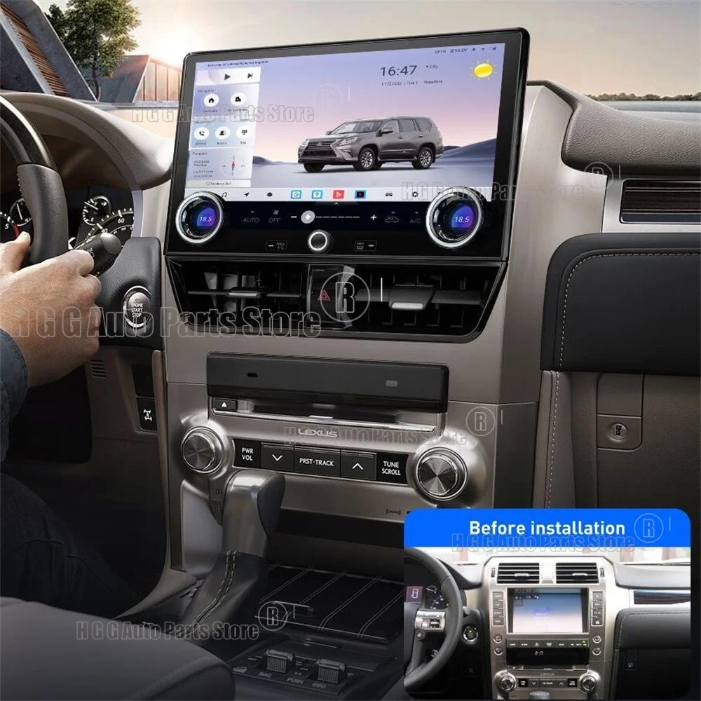 For Lexus GX400 GX460 2010-2022 Upgrade 2024 GX550 Auto Radio GPS Navigation Multimedia Video Player Head Unit 12.5inch Stereo