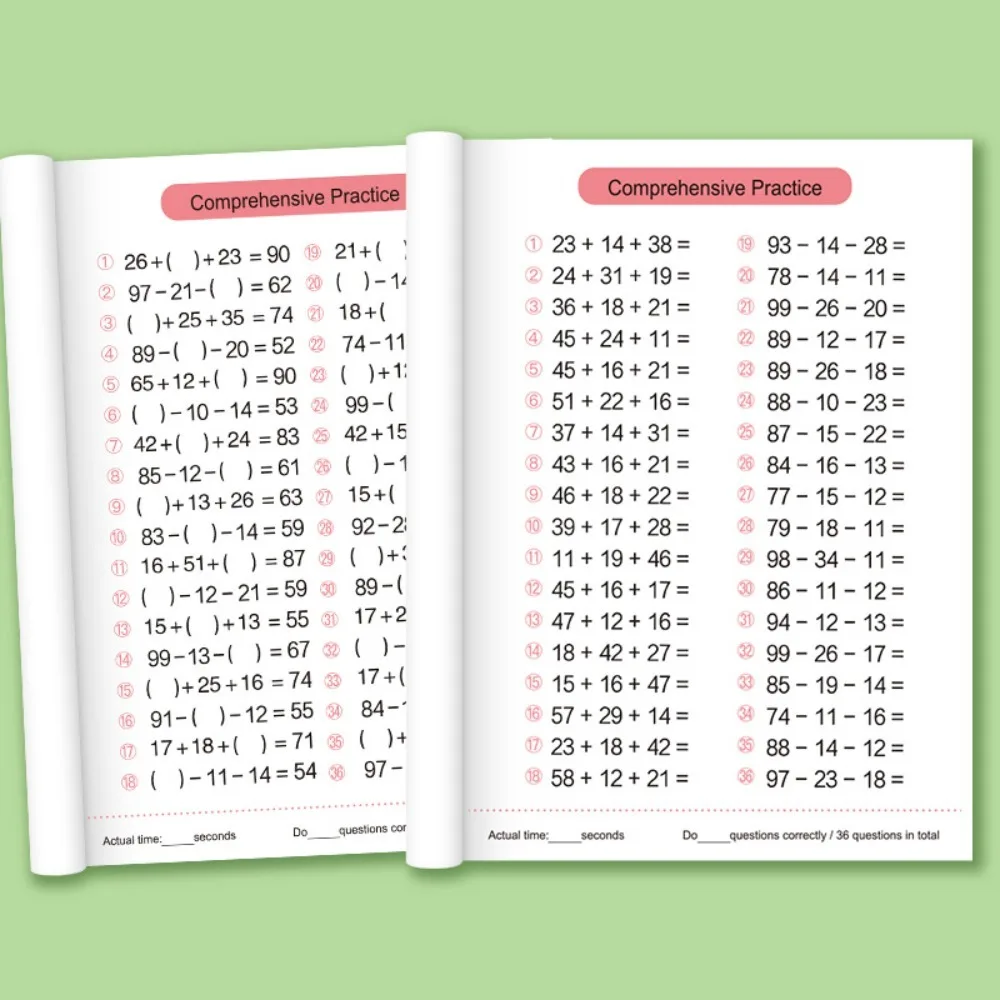 Arbeitsheft zum Addieren und Subtrahieren von 10-100, Mathe-Übungen für Schüler der 1. Klasse, Übungsbuch zum Früheschulieren des Zahlensinnens – Detail 3