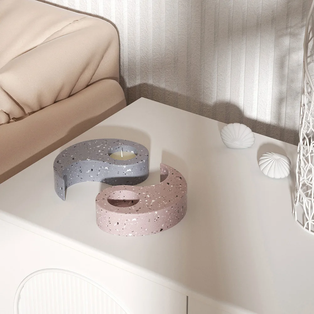 Yin Yang Cement świecznik formy Tealight beton świecznik silikonowe formy dekoracji wnętrz — zdjęcie 5