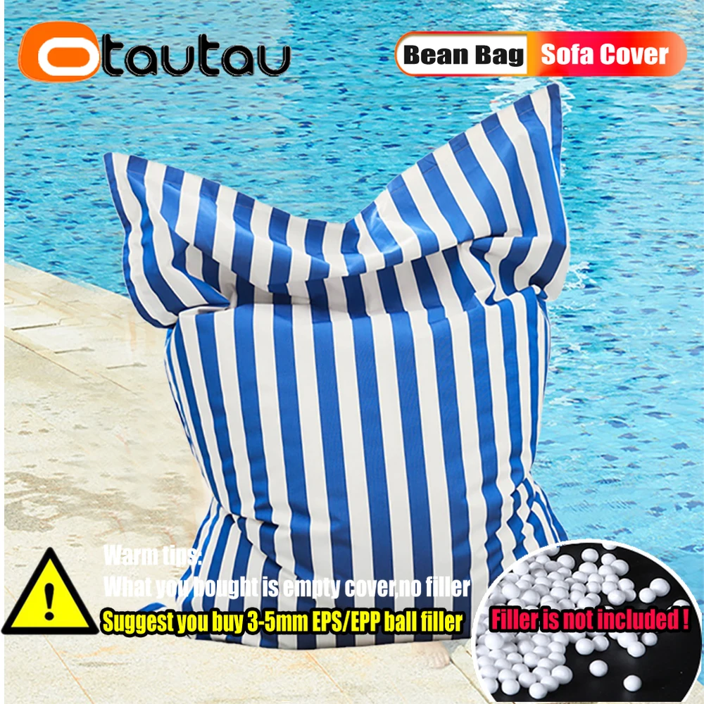 OTAUTAU 6ft Sqaure Swimming Pool Floating Pillowsac Pouf Cover No Filler Outdoor Beach Garden Puff Salon Bean Bag Sofa Bed SF081