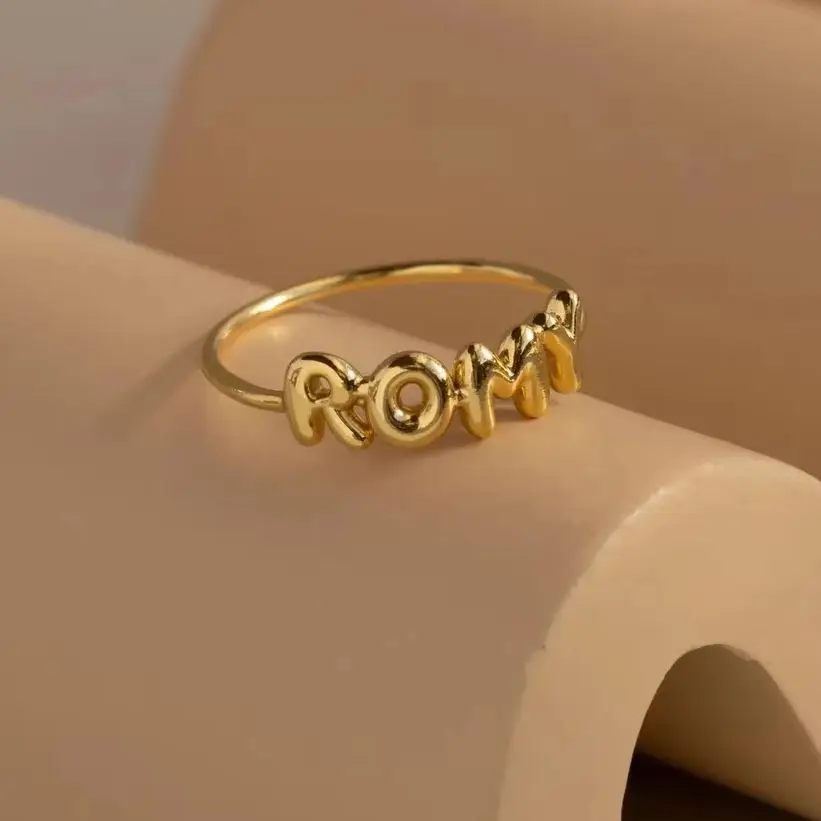 

Персонализированное кольцо с именем, золотое, из розового золота или серебра, тонкое, штабелируемое, с гравировкой, подарок для женщин и девушек