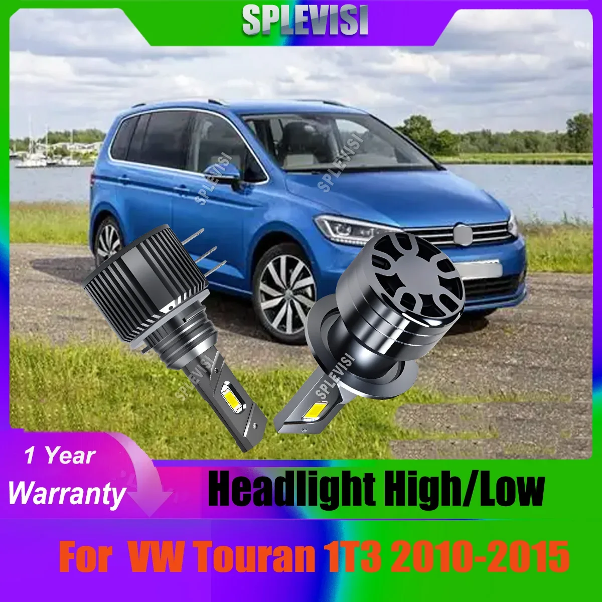 Led DRL Headlight Main Dipped Beam Bulbs -turbo cooling fan & unique hollow heat sink For VW Touran 1T3 2010 2011 2012 2013-2015