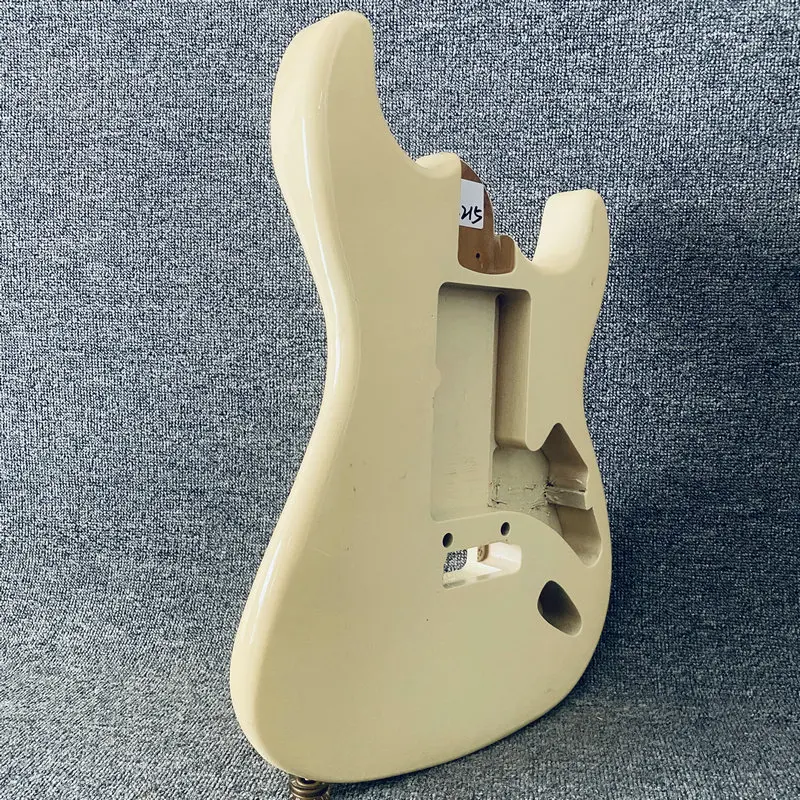 HB208 Strato Electric Guitar Unfinished ST Guitar Body Cream Color Custom Pickups and 2 Pivots Tremolo Bridges with Damages