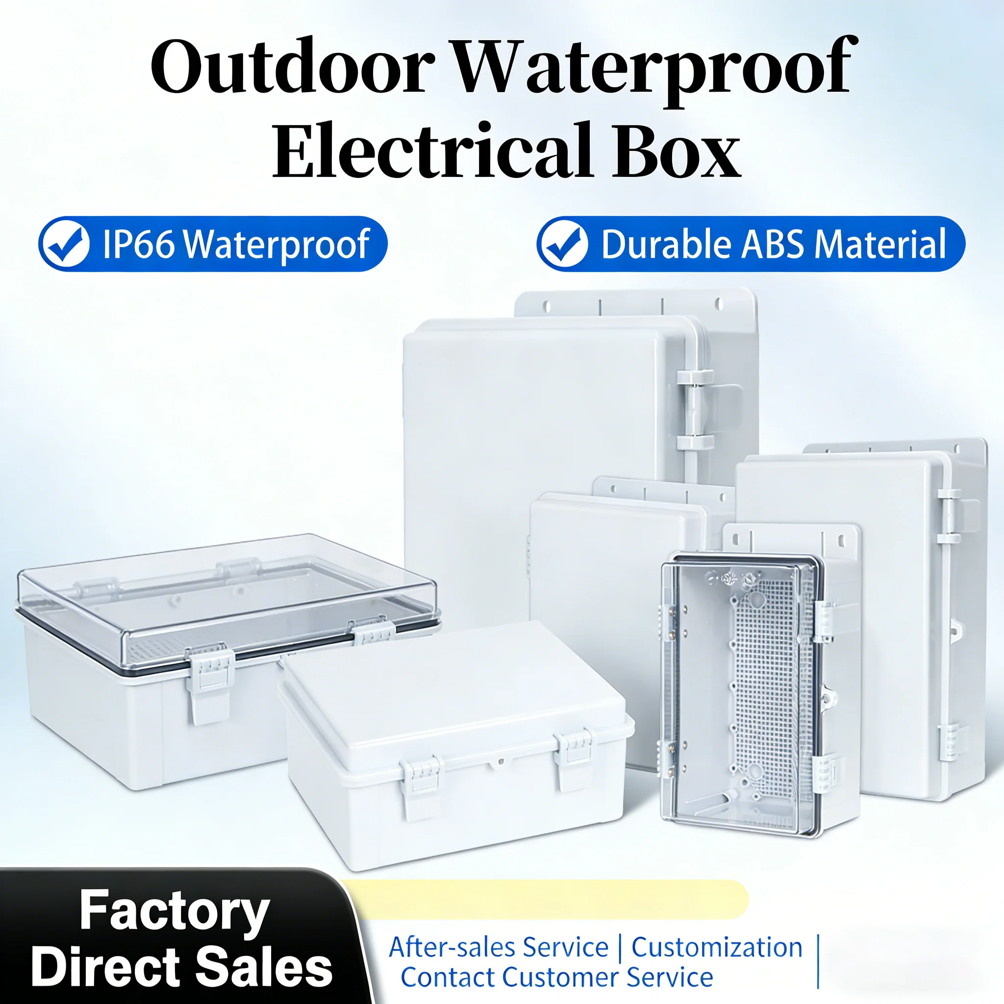 IP66 Electrical Plastic Enclosure  ABS Power Junction Box Outdoor Waterproof Distribution Box for Electric Instrument Project