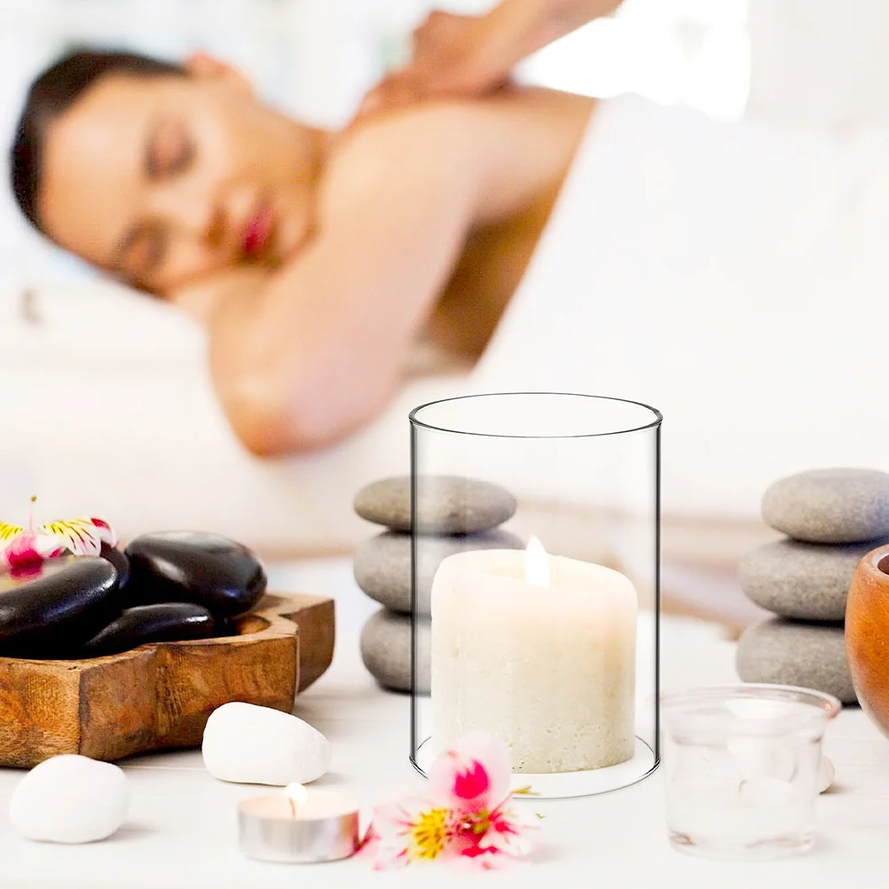 3 pezzi di copertura in vetro, manicotto cilindrico trasparente, design antivento, adatto a varie dimensioni, supporto per decorazioni per la casa, pilastro conico