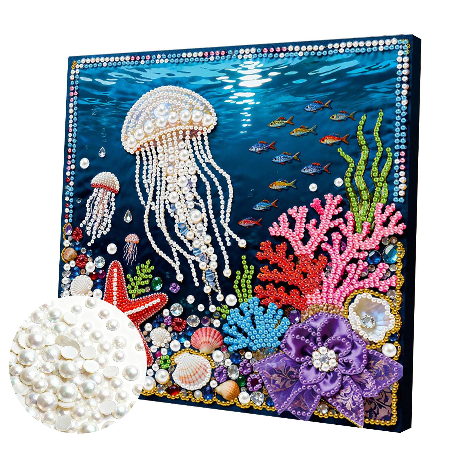 

Pearl Painting Kit DIY Artistic Home Decor Set with Rhinestones Canvas for Living Room Bedroom Classroom and Gift Idea