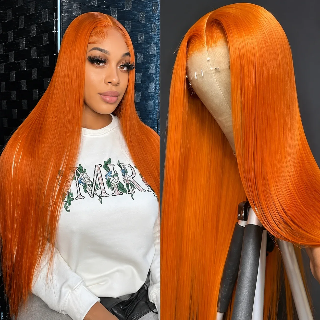 32 inch Ginger Orange 13x6 HD Lace Front Human Hair Wigs Peruvian Straight 13x4 Lace Frontal Wig Glueless 5x5 Closure Wig For Women