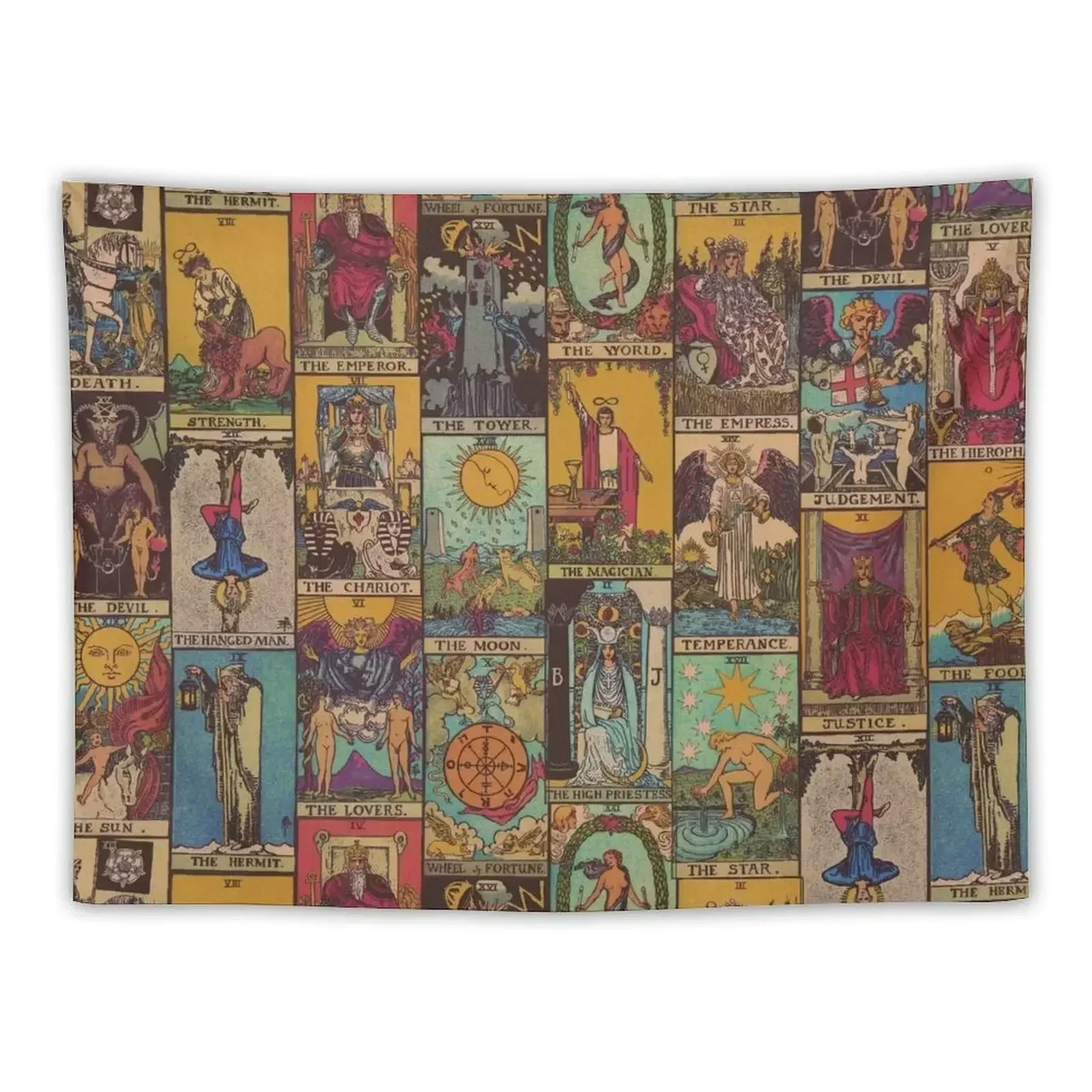 

The Major Arcana of Tarot Vintage Patchwork Tapestry Hanging Wall Outdoor Decor Tapestry