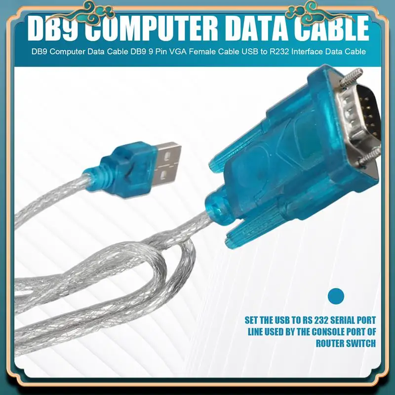 (New)-DB9 Computer Data Cable DB9 9 Pin VGA Female Cable USB To R232 Interface Data Cable