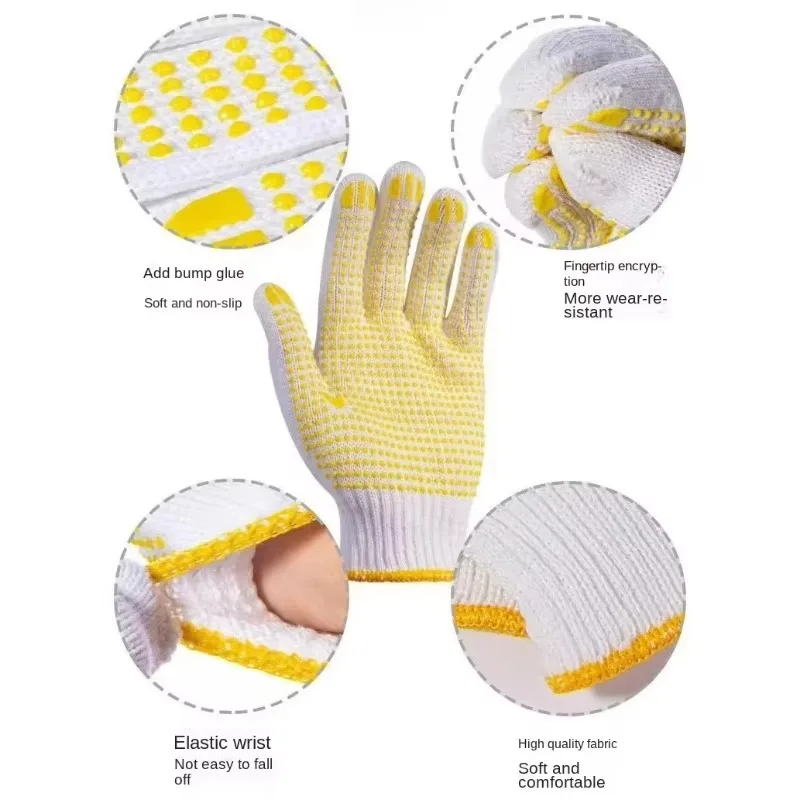 1/5/10 Pcs Glue Dispensing Point Bead Gloves Labor Protection Work Gloves Labor Wear-resistant Thread Gloves Cotton Yarn Gloves