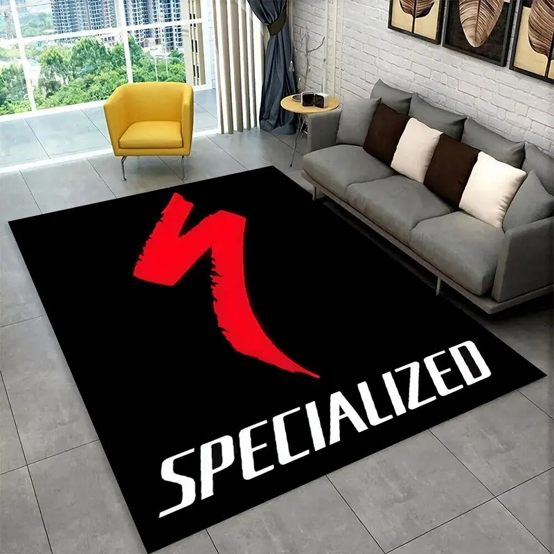 Bicycle S-Specialized Logo Moto Non-Slip Area Rug for Living Room,Bedroom,Playroom,Soft Carpet Floor Mat Home Decor Rug Kid Room