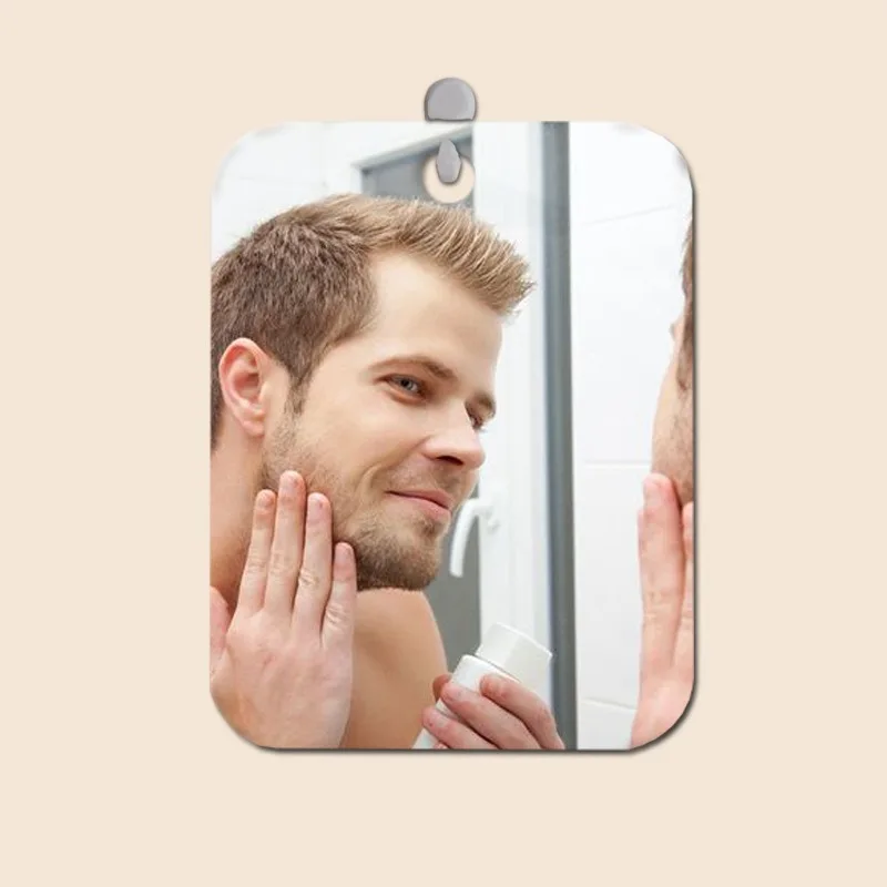 مرآة مكياج أكريليك للحمام، مرآة حلاقة للرجال، مرآة لاصقة خالية من الفتحات قابلة للتركيب على الحائط