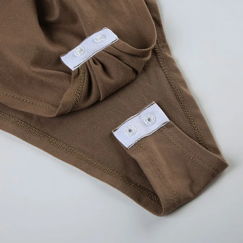 レディース新作ステッチパイルカラースリムフィットホットガール長袖トップス無地プリーツジャンプスーツ