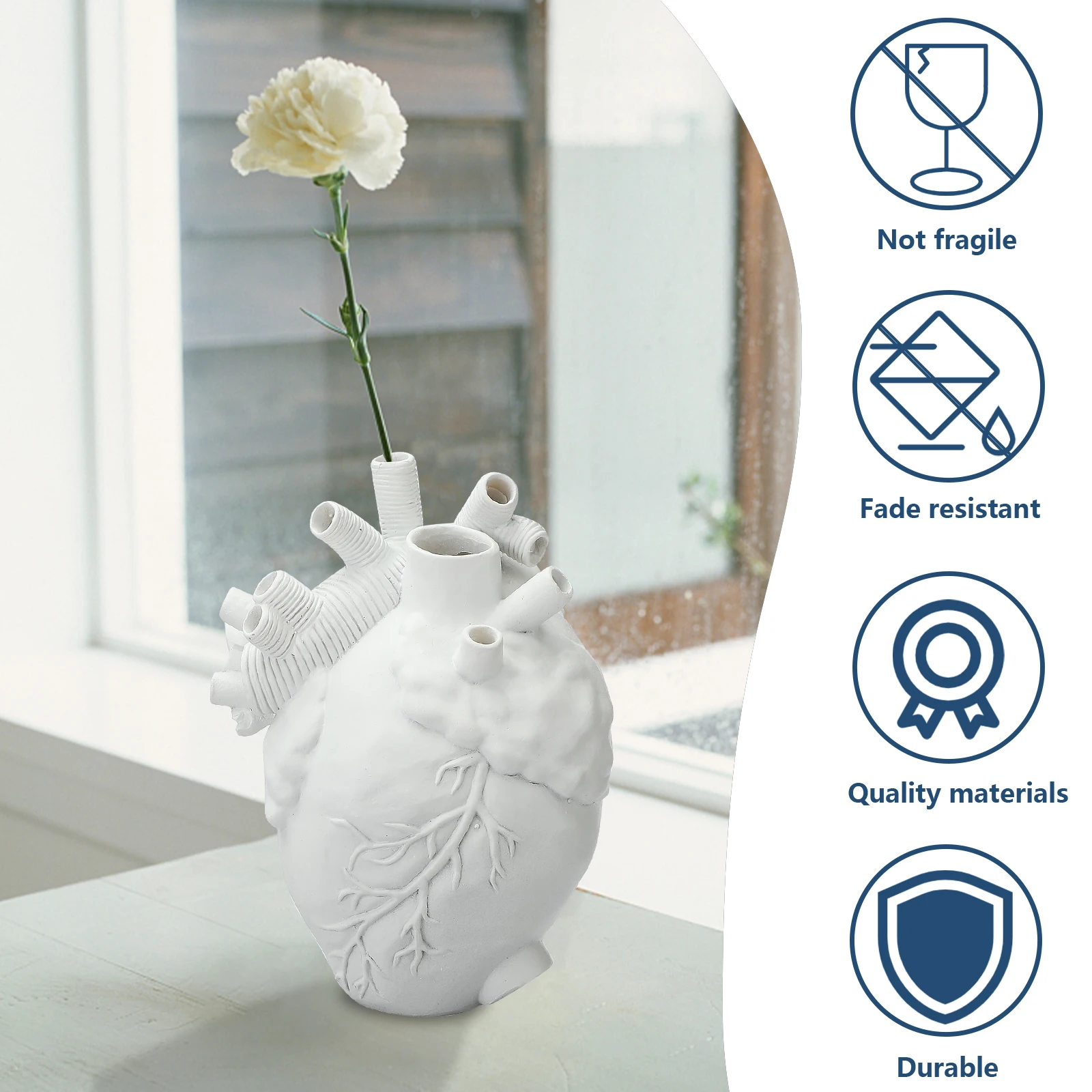 

Heart-shaped Home Decoration Flower Container Vases Pots Body Sculpture Elegant Resin Vase