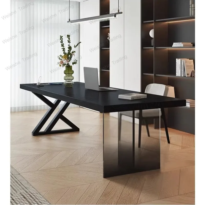 

Black solid wood living room desk household computer desk simple boss desk design teacher workbench