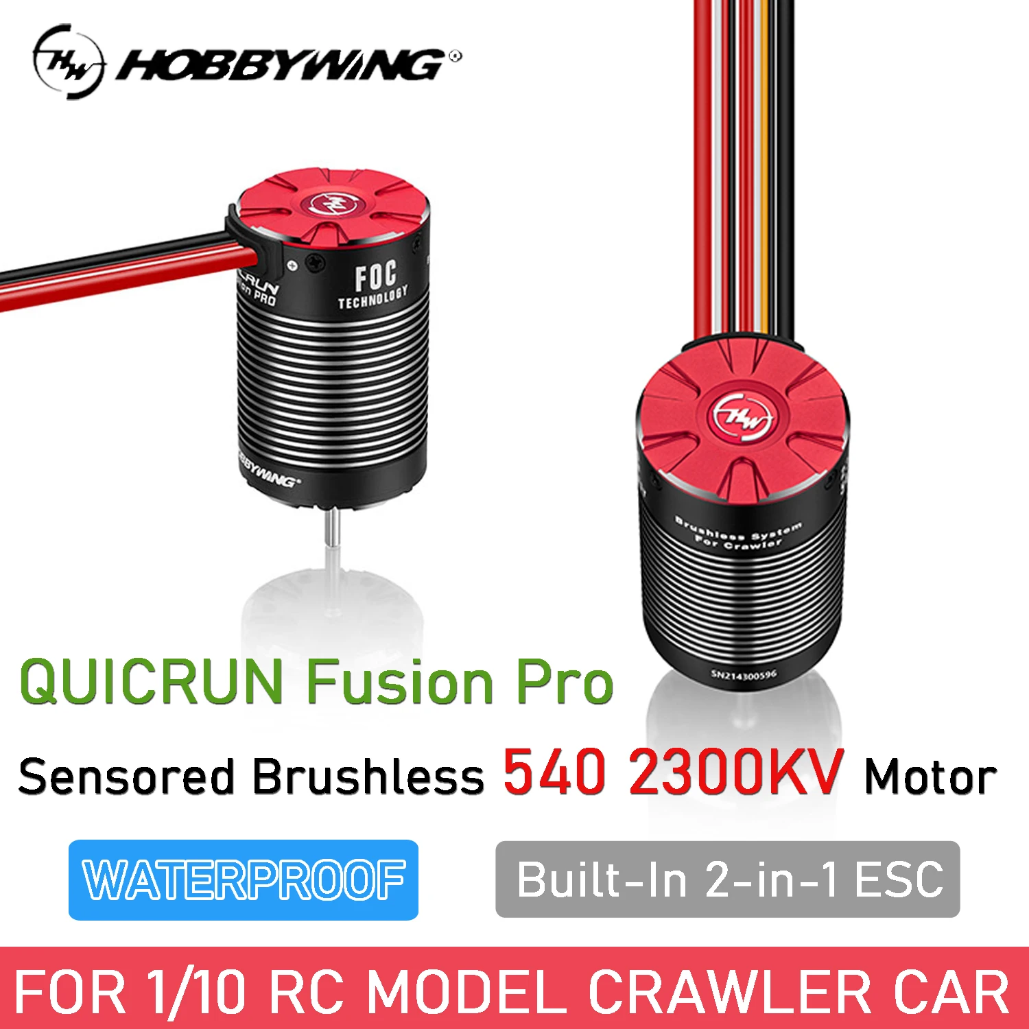 Hobbywing QUICRUN Fusion Pro FOC 2-in-1 2300KV 60A ESC Sensored Brushless Motor Waterproof for 1/10 RC Crawler Upgrade Parts