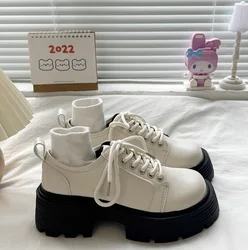 Women's Shoes Platform British Style Casual Female Sneakers All-Match Flats Round Toe Oxfords Clogs Summer Preppy Dress New Leat