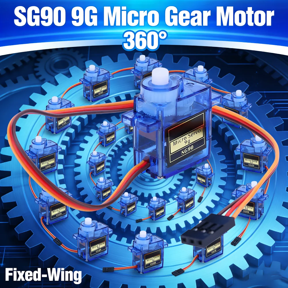 

20pcs 9G Micro Digital Servo Motor SG90 Fixed-Wing Miniature Servo Motor 360 Degrees for RC Helicopter Aircraft Airplane