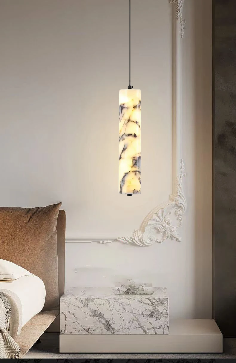 Cylinder Natural Marble Chandelier Dimmable Art Indoor